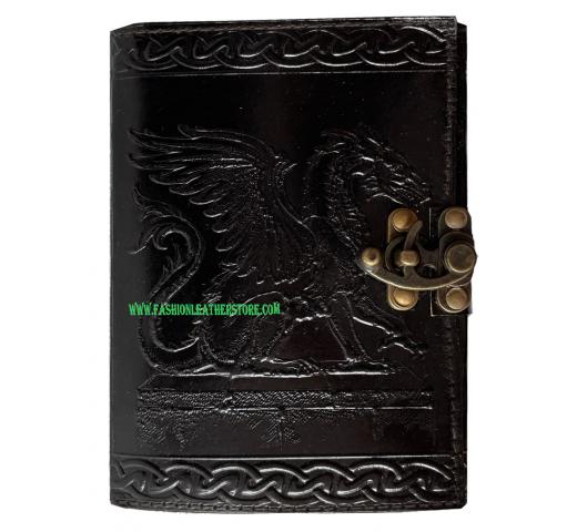 embossed handmade dragon leather journal